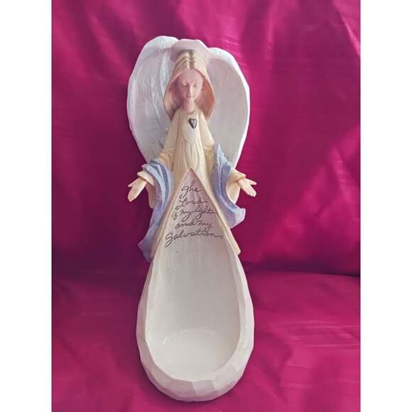 Enesco Foundations by Karen Hann Angel Figurine With Psalm 27:1 Verse Design - Picture 1 of 16